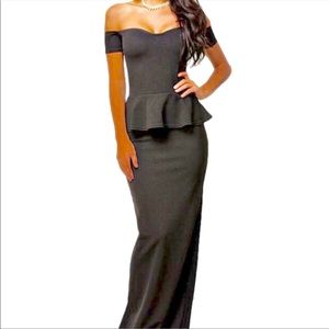 Black maxi dress with drop shoulders